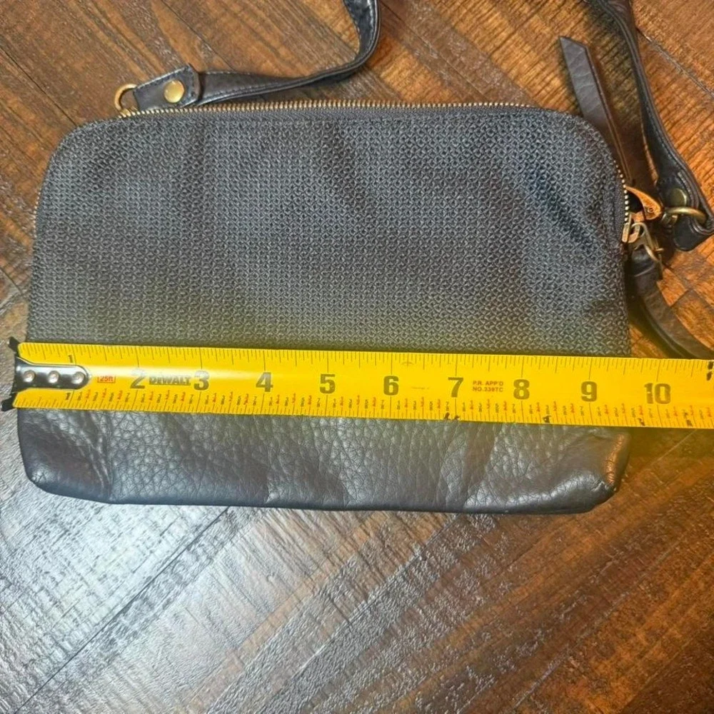 Pistil Black Mini Crossbody‎ Bag Canvas Faux Leather Adjustable Strap